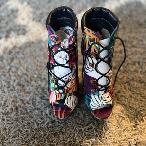 Liliana Honfleur 130 Multi Color Platform Wedge Heel Sandals Us Size